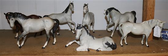 7 Beswick models of horses, 2 A/F